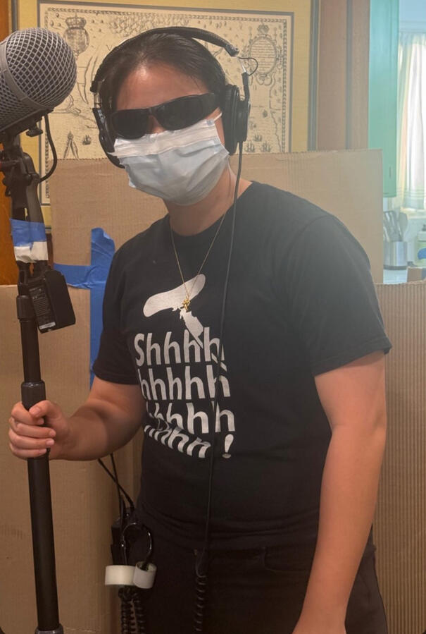 Fun photo in between takes for &quot;Wasabi.&quot; Photo credit: Ama