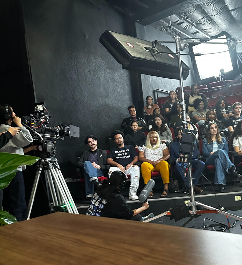 On set for &quot;Adonis.&quot; I&#39;m the one in black at the bottom of the frame.