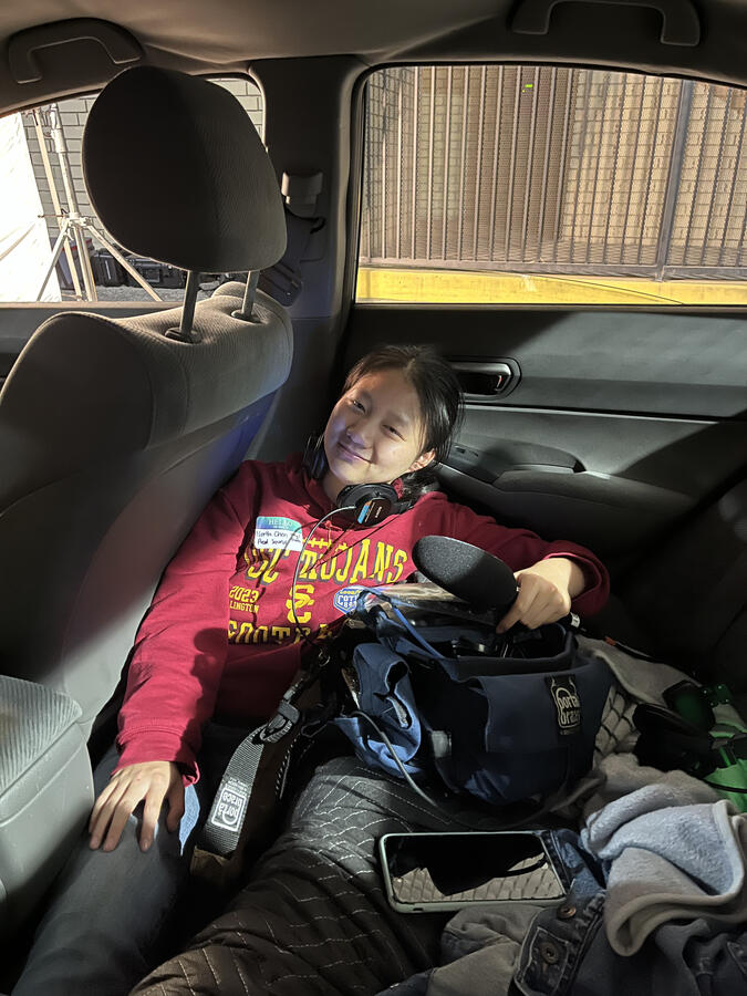 On set for &quot;In Summer.&quot; Photo credit: Ging Chen Sow