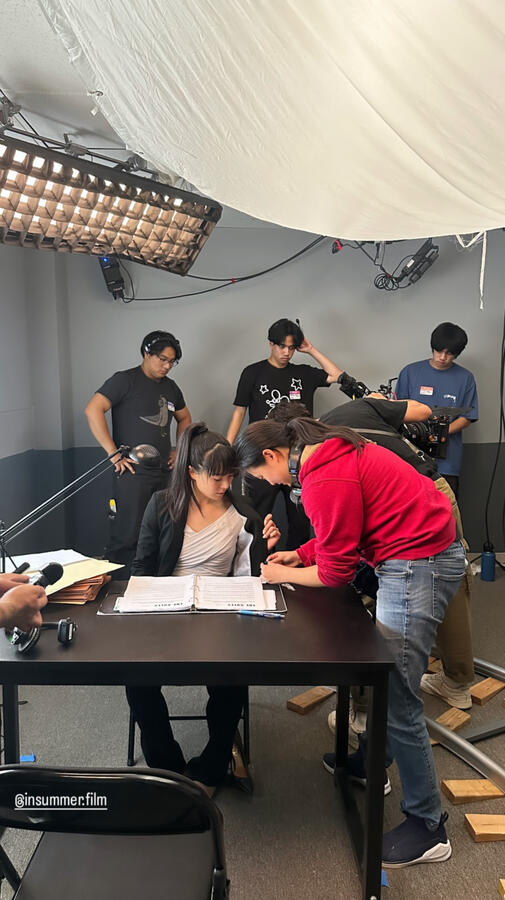On set for "In Summer"