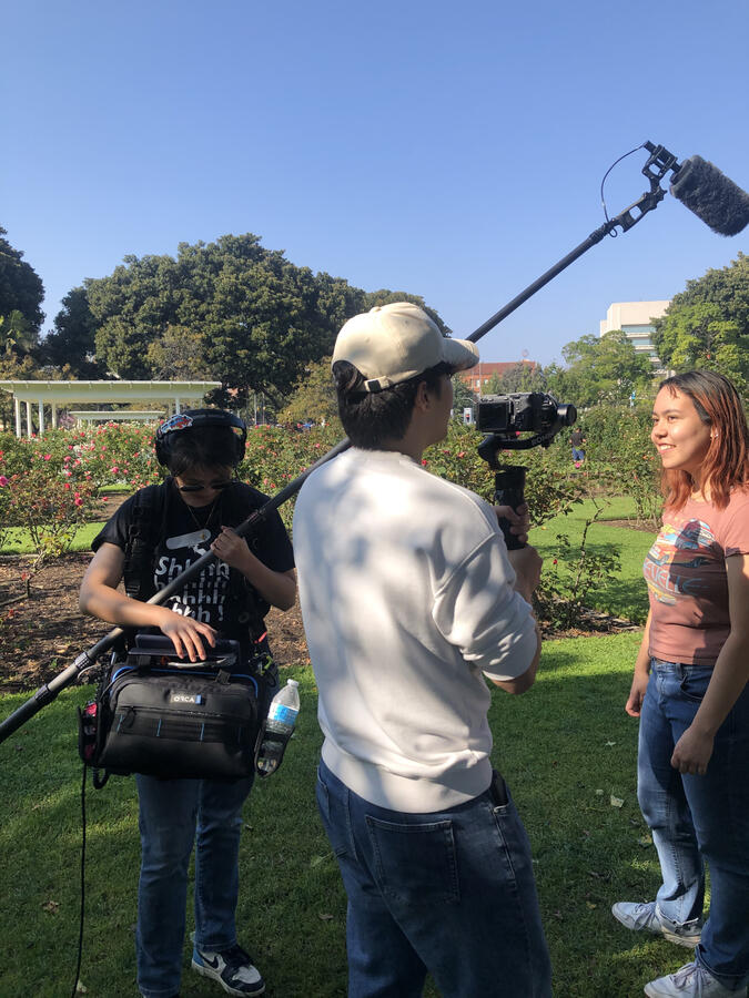 On set for a student short film, "How To Date a Heartbreaker"