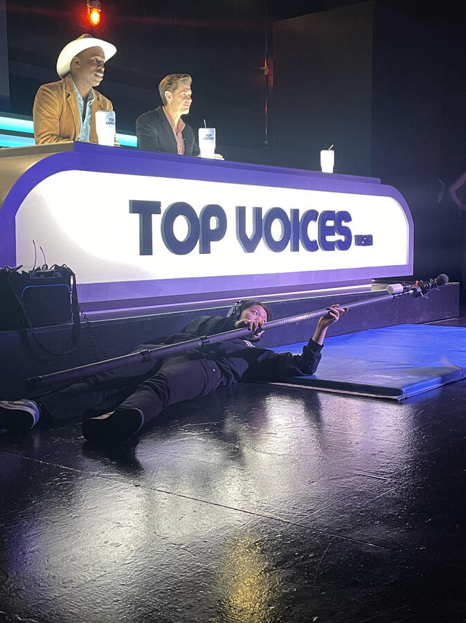 On set for "Top Voices"