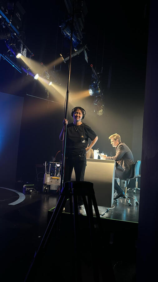On set for "Top Voices"