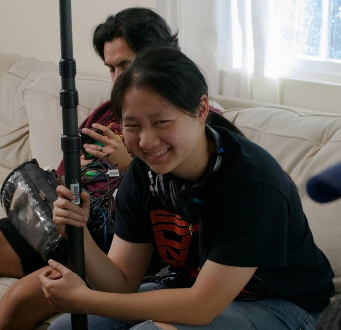 Chilling in between takes on &quot;Adonis.&quot; Photo Credit: Jem Garcia